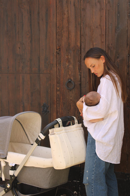 Carrycot Cover Mía Muslin + Beige Muslin