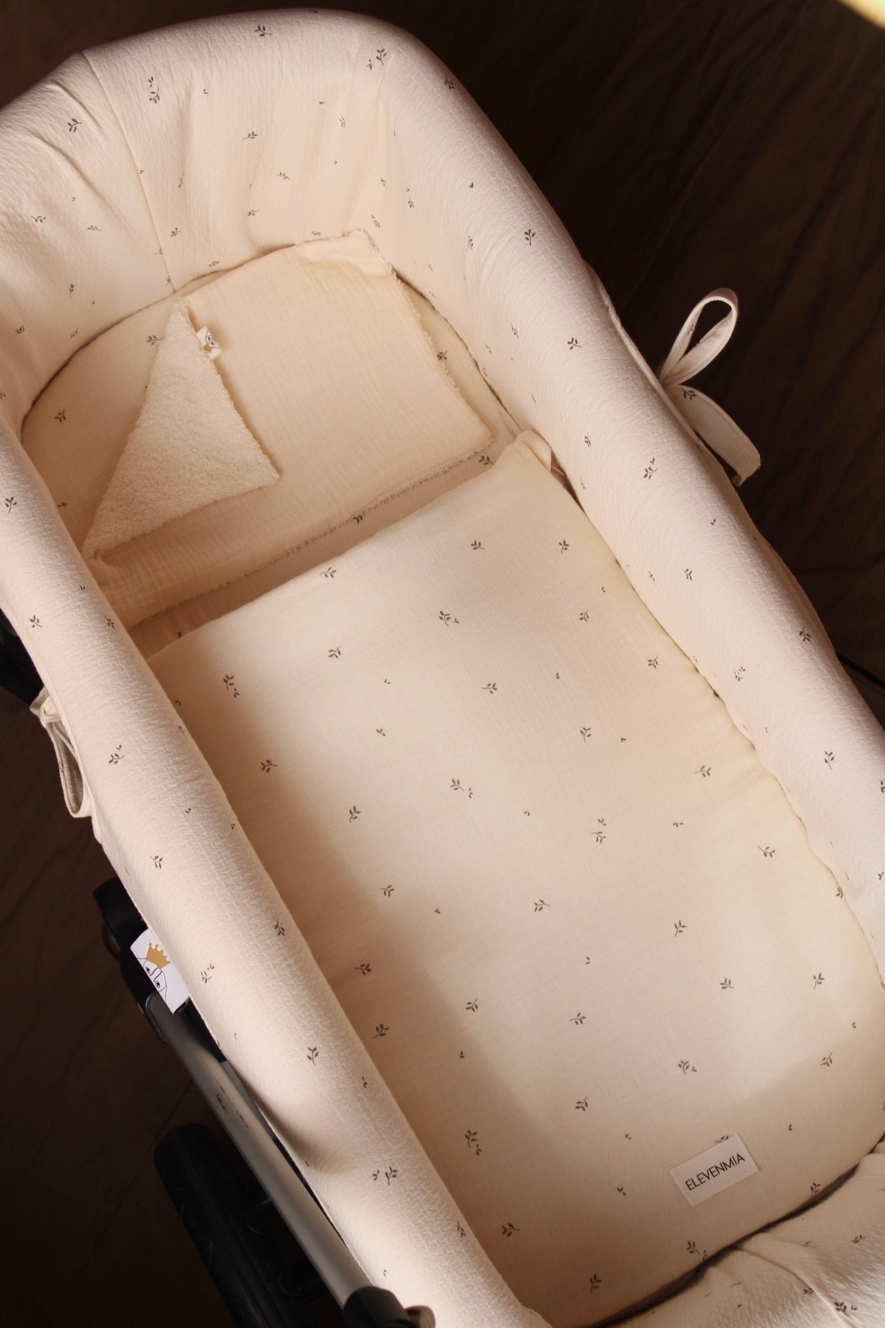 Housse de poussette double imprimée et réversible en gaze brute