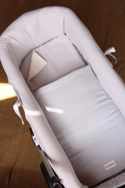 Carrycot Cover Classic Vichy + Beige Muslin