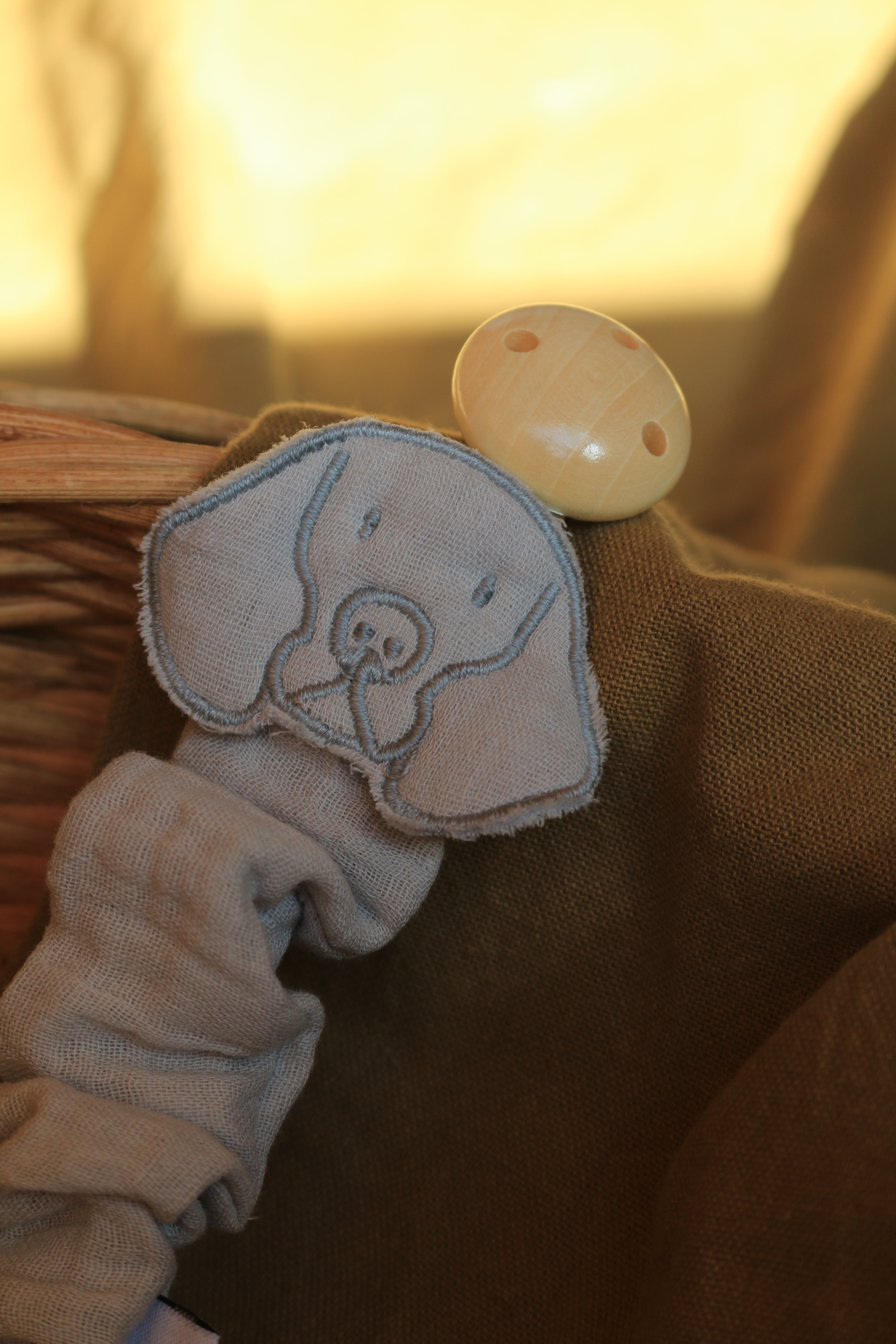 Beige Muslin Pacifier Holder
