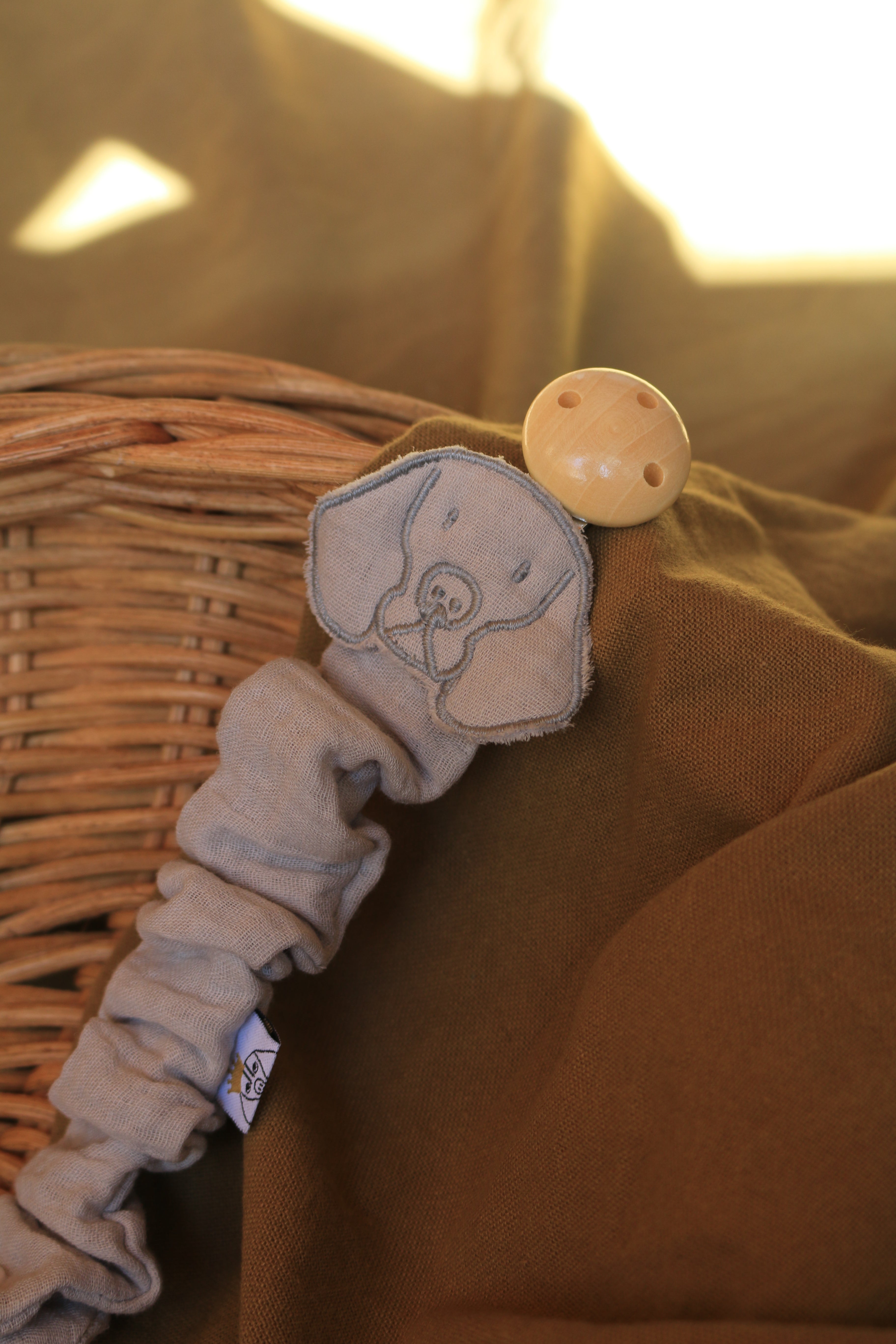 Beige Muslin Pacifier Holder