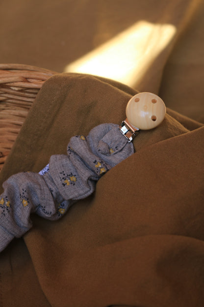 Grey Muslin Pacifier Holder