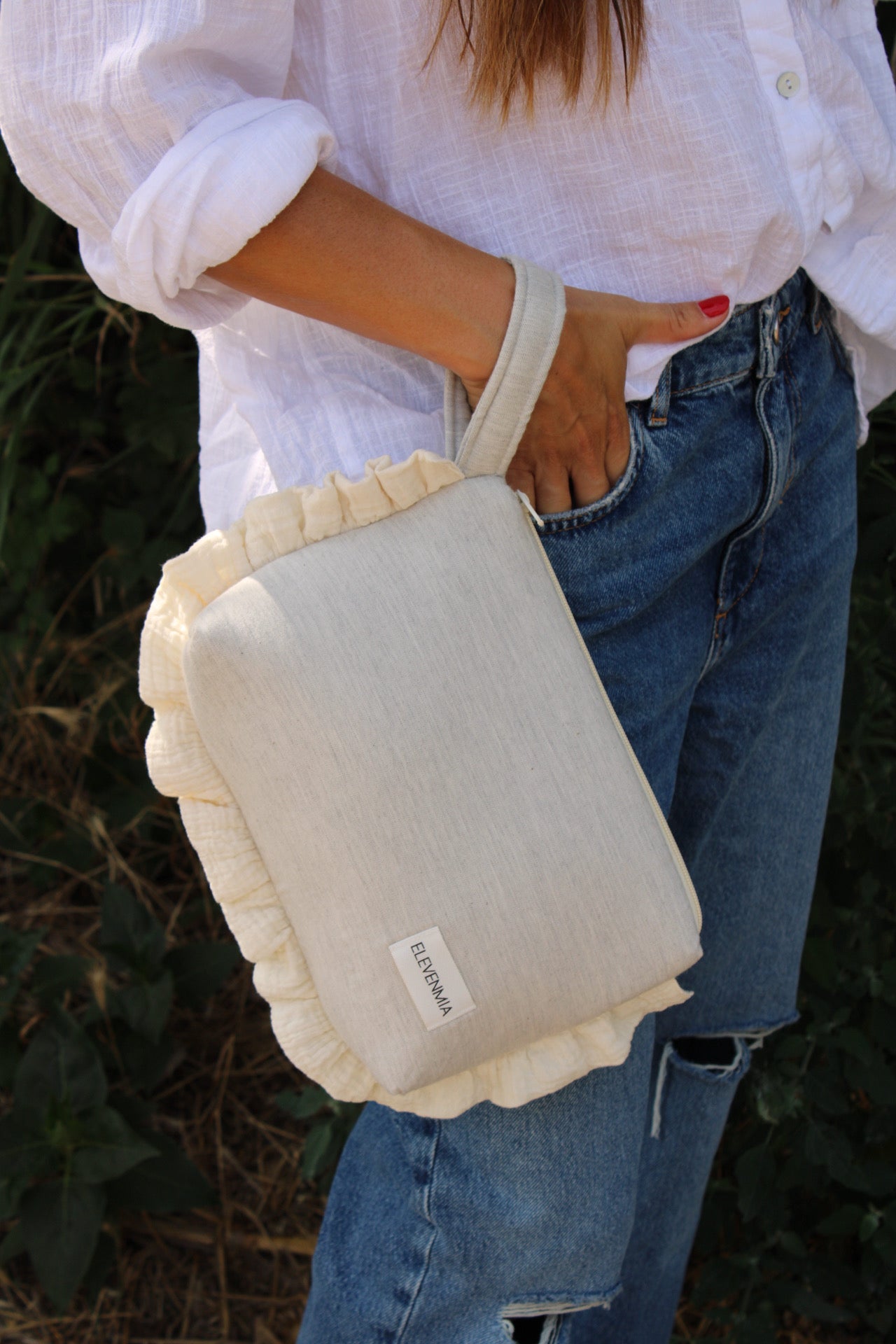  Ruffled Vichy Grey Toiletry Bag