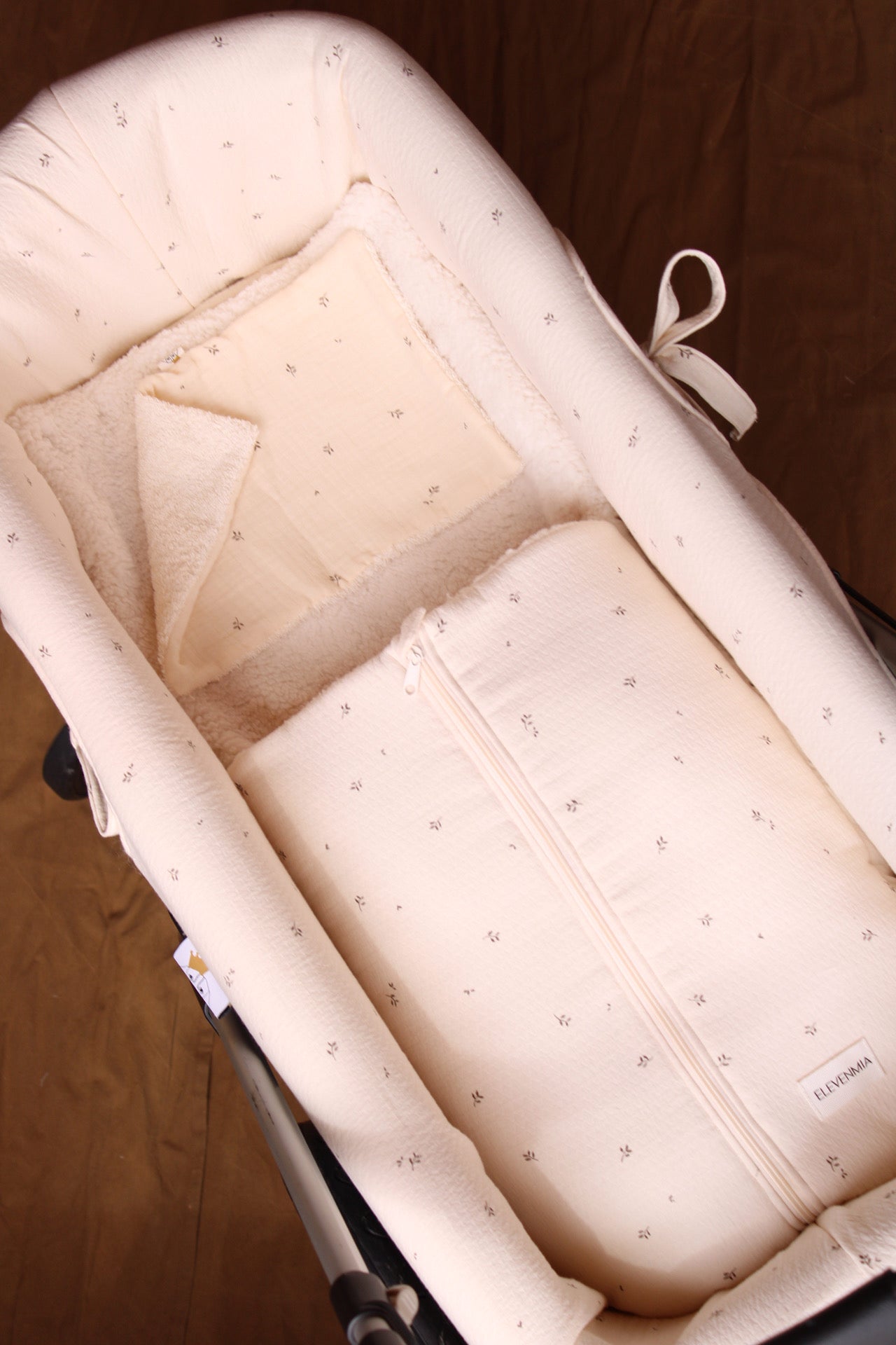 Housse de poussette double imprimée et réversible en gaze brute