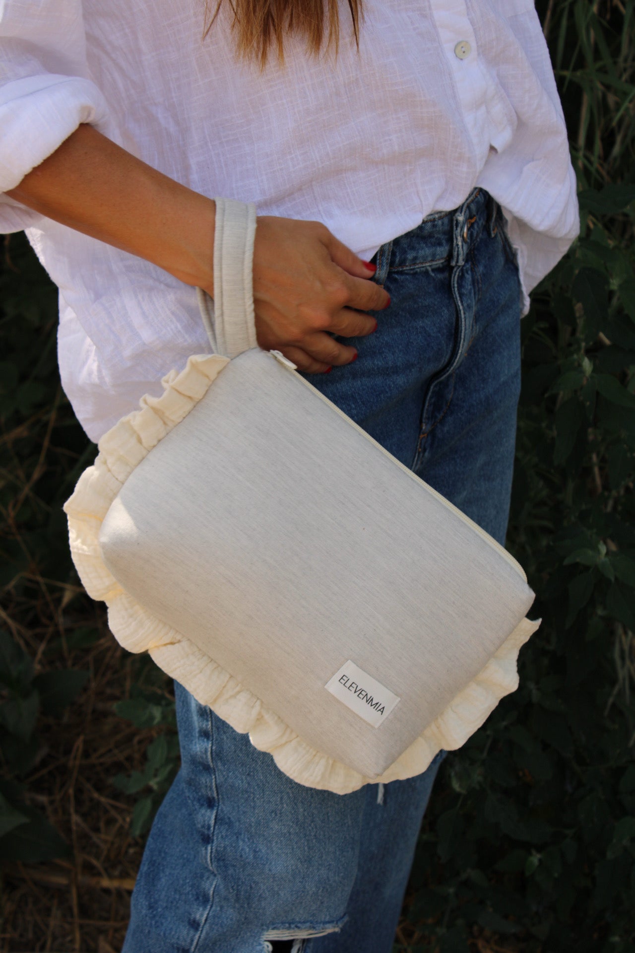 Ruffled Vichy Grey Toiletry Bag