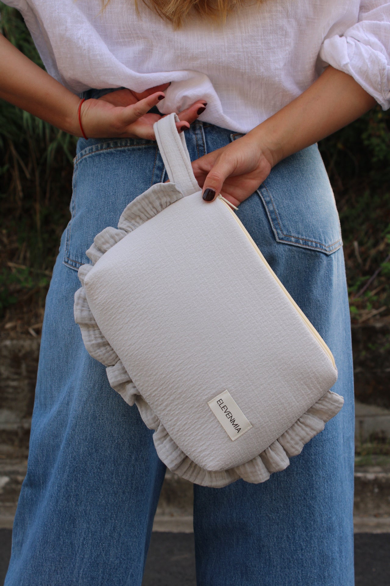  Ruffled Vichy Grey Toiletry Bag