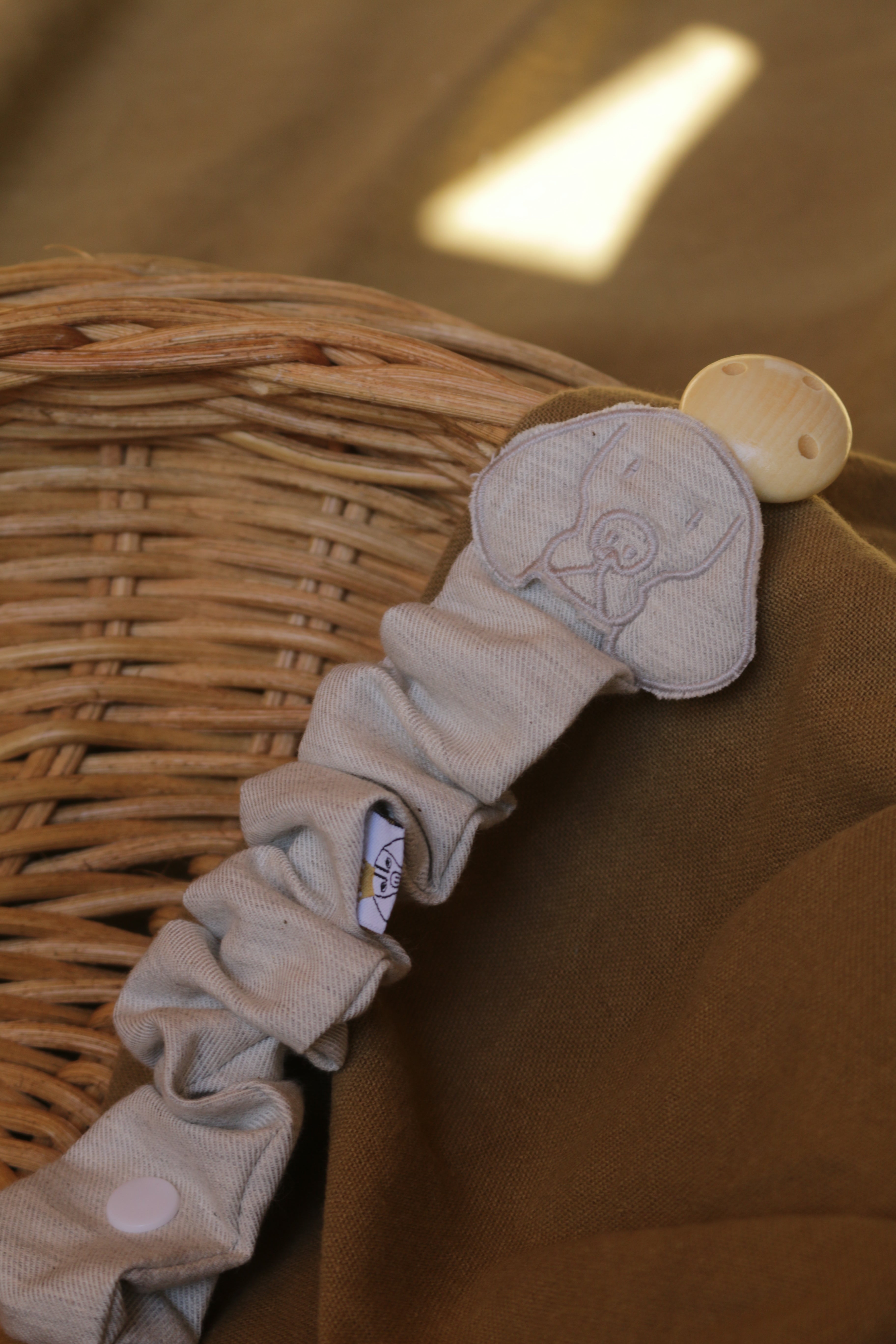 Beige Muslin Pacifier Holder