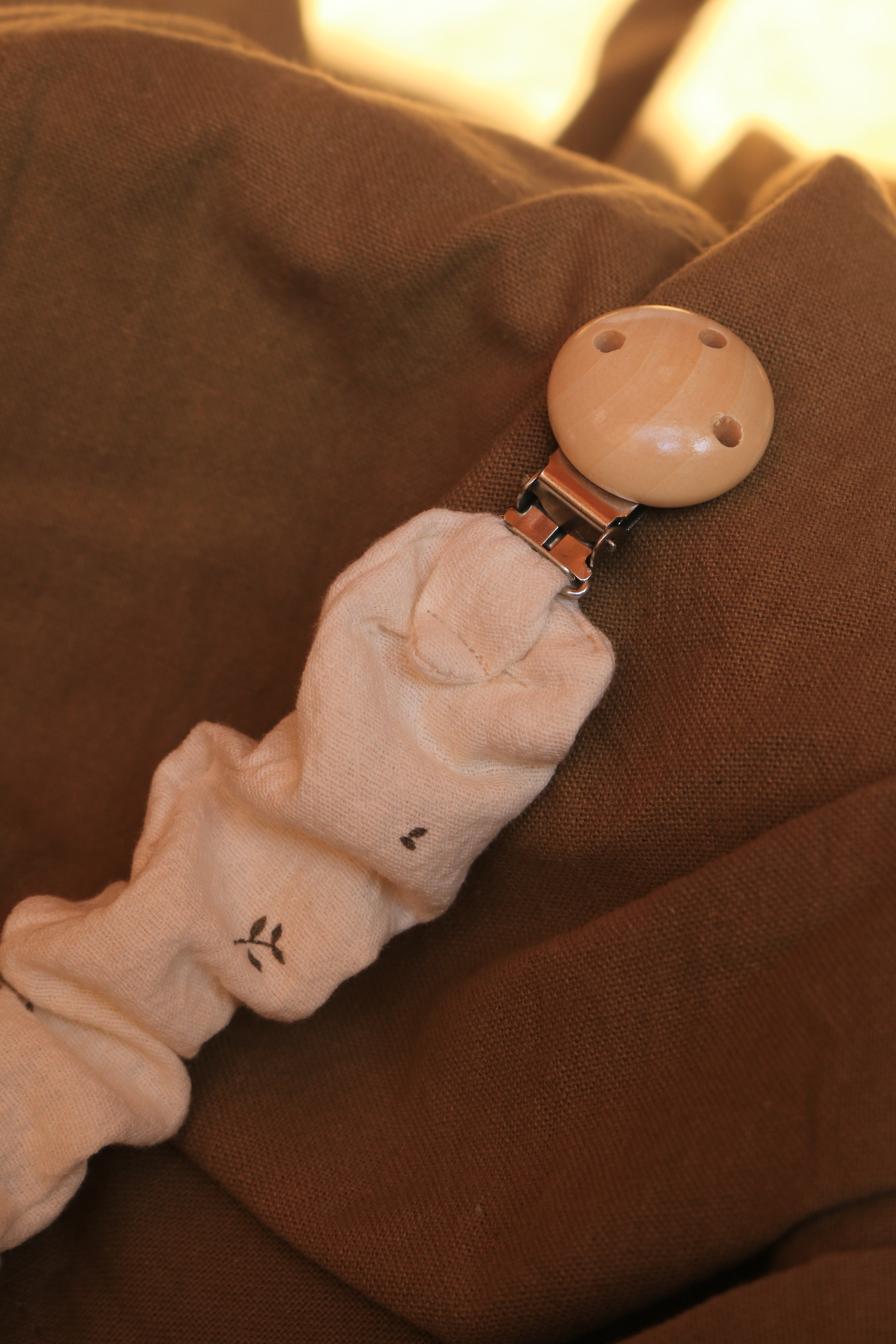 Grey Muslin Pacifier Holder