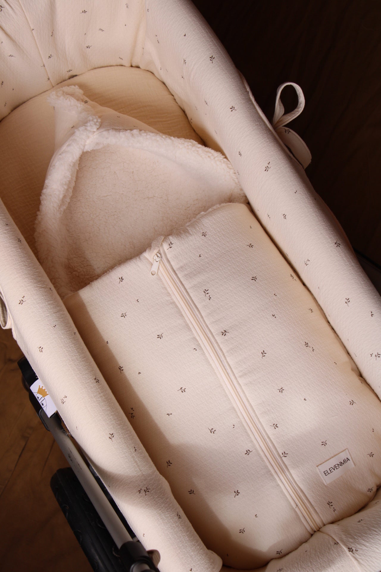 Housse de poussette double imprimée et réversible en gaze brute