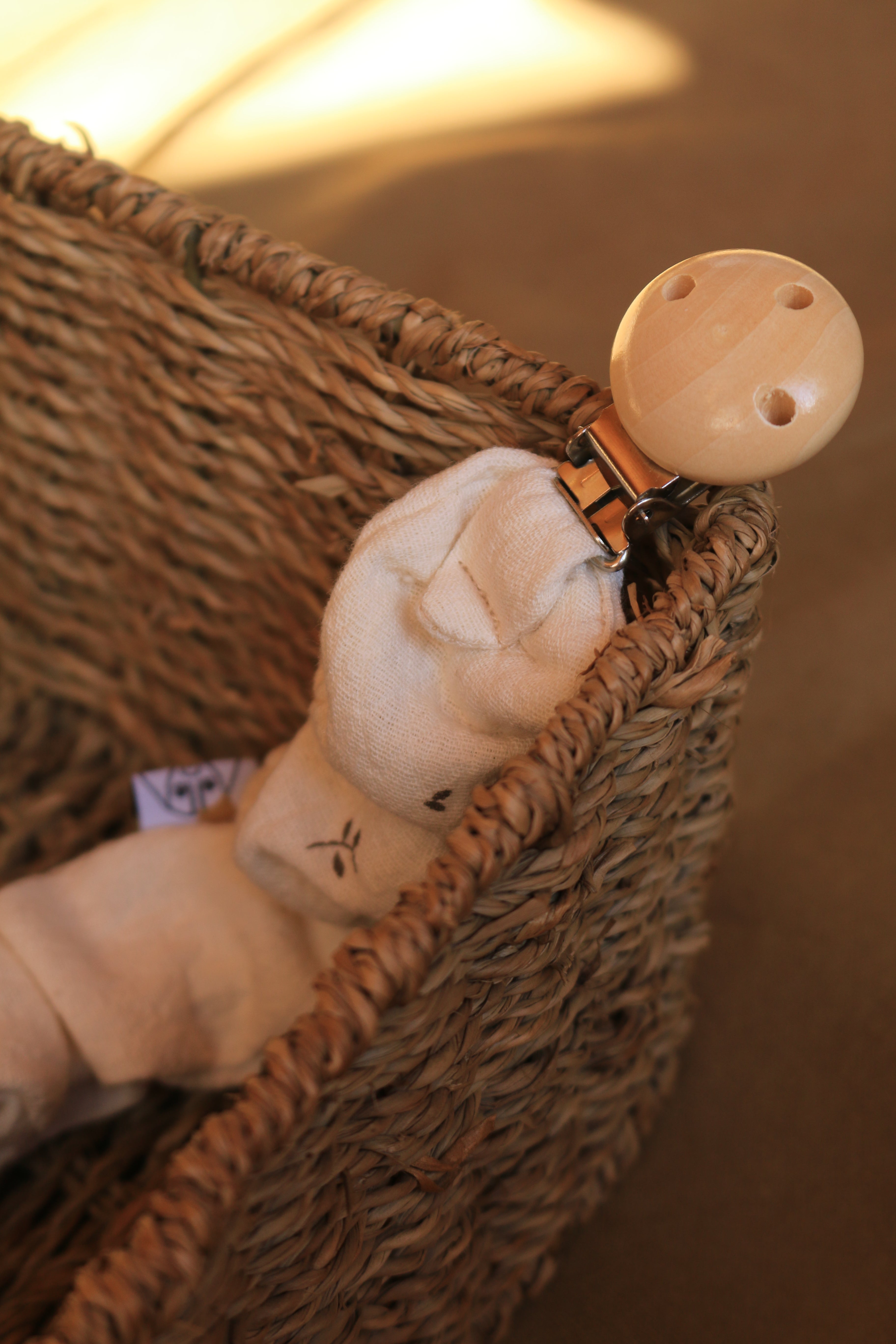 Grey Muslin Pacifier Holder