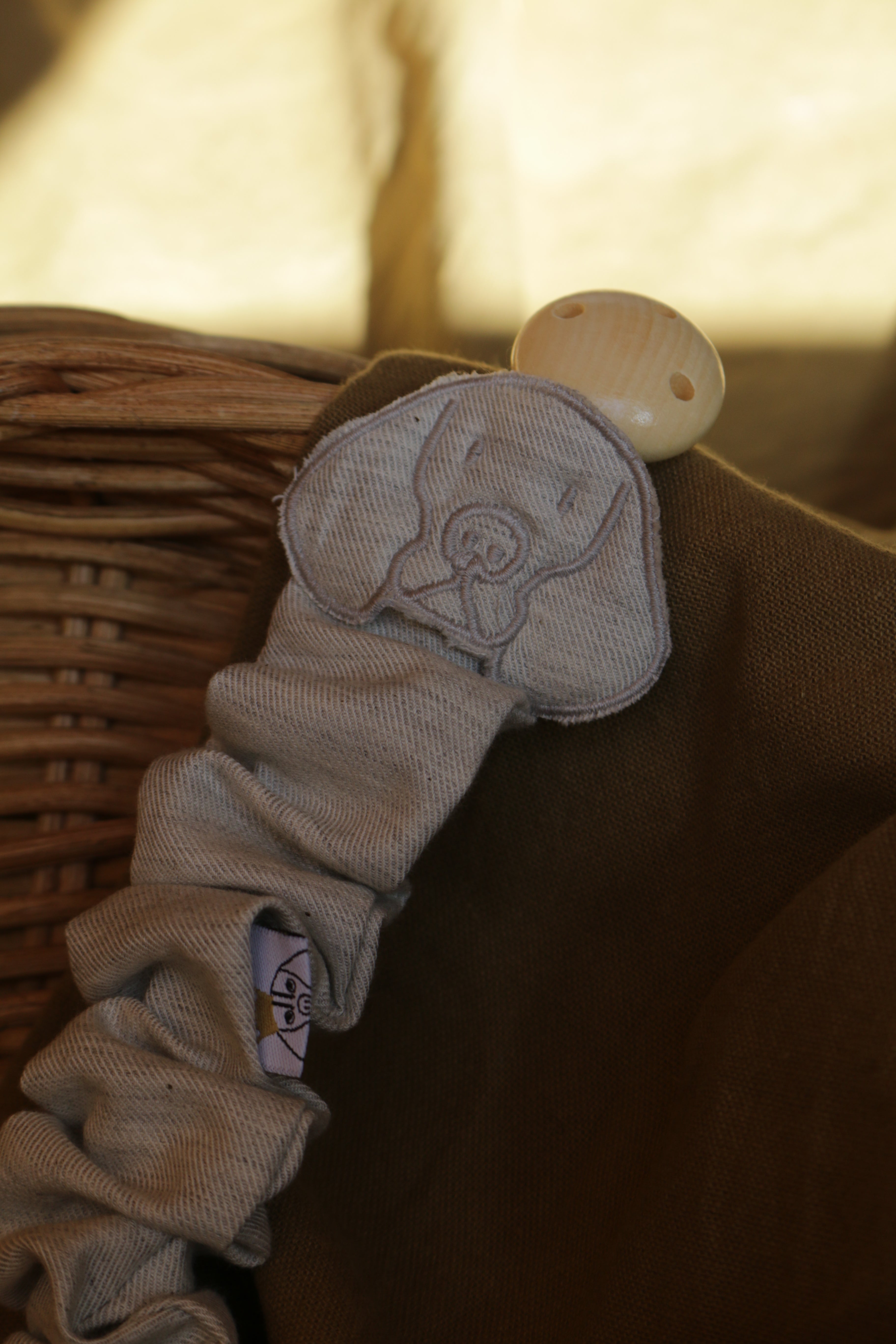Beige Muslin Pacifier Holder