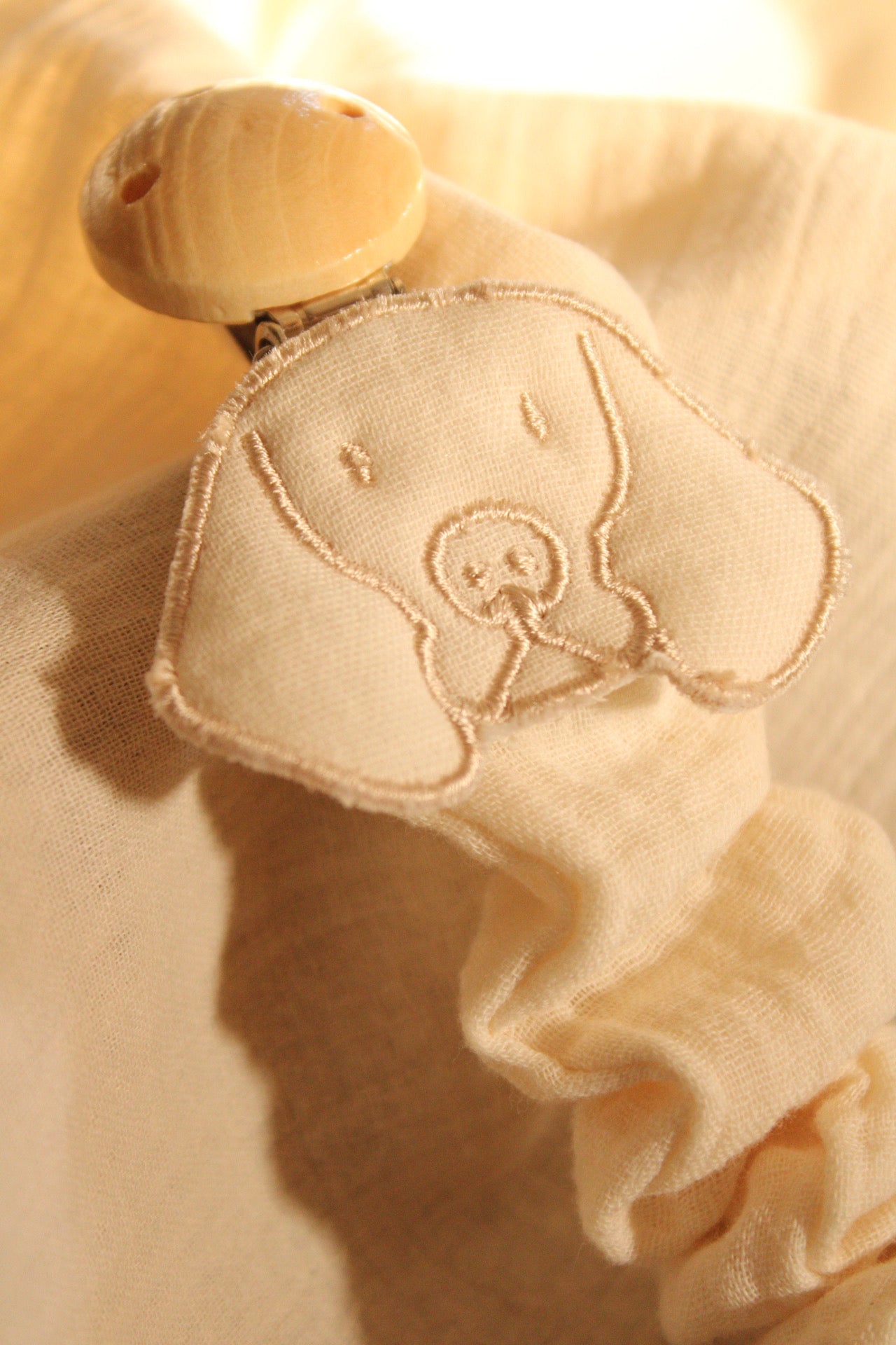 Beige Muslin Pacifier Holder