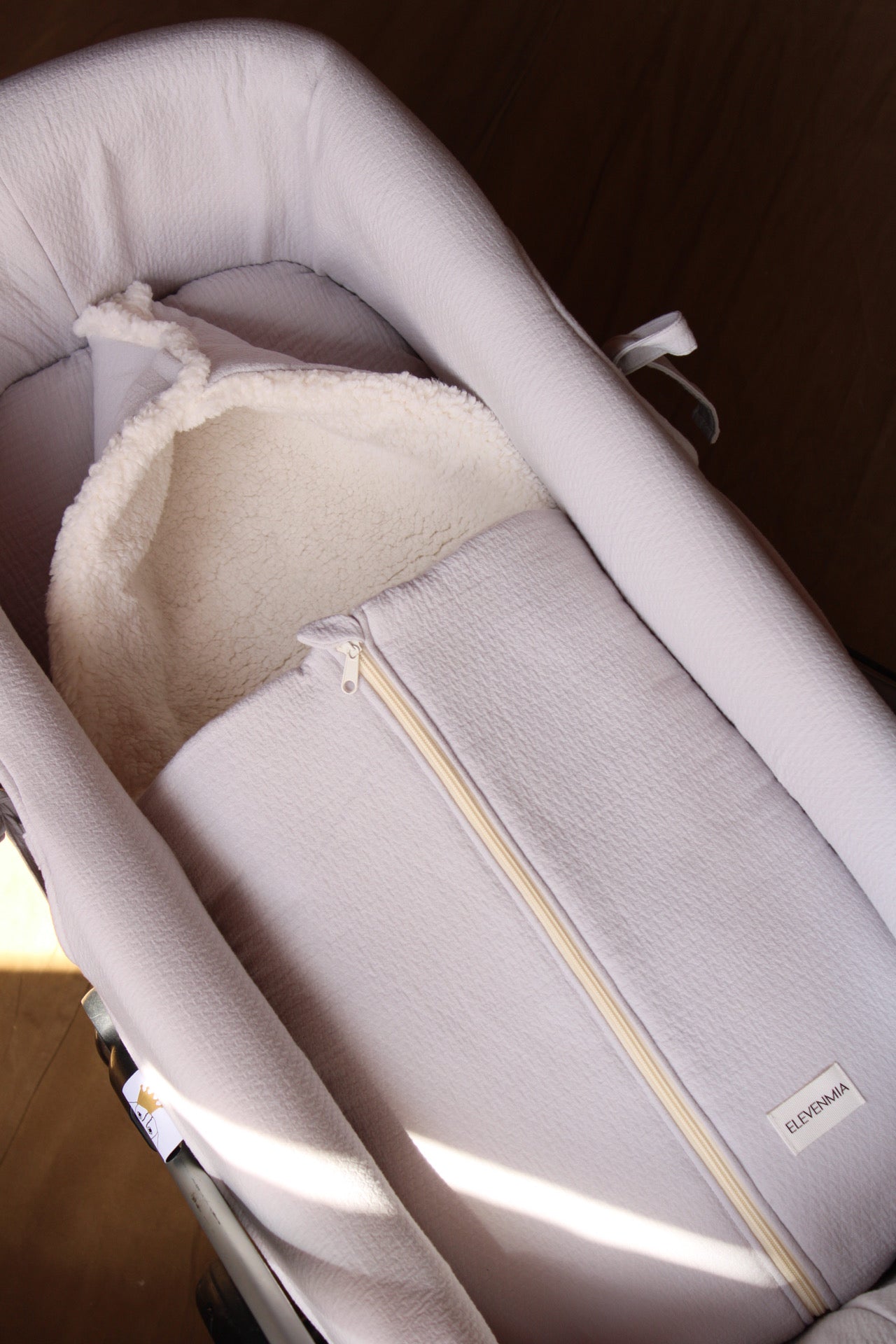 Carrycot Cover Classic Vichy + Beige Muslin