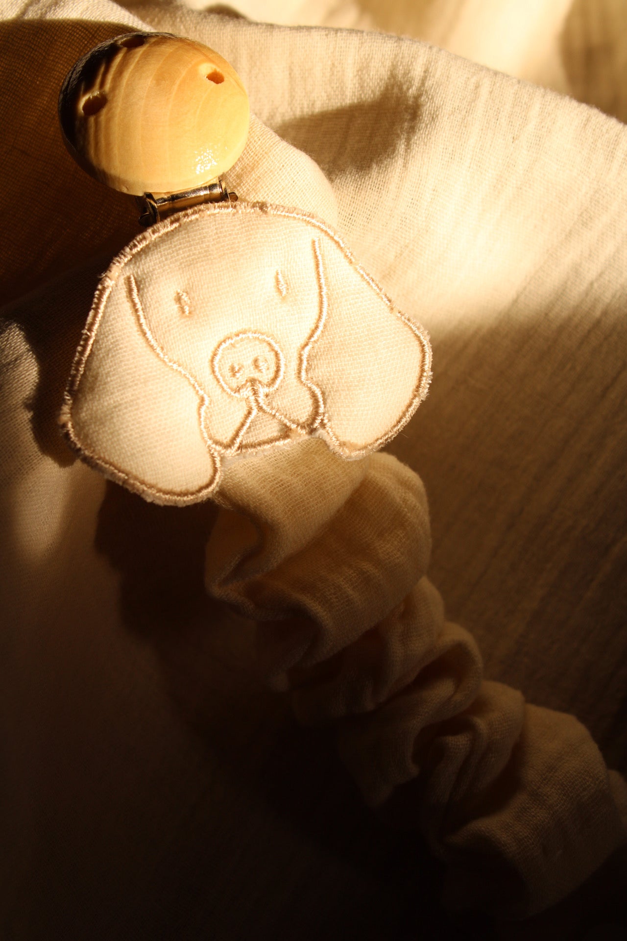Beige Muslin Pacifier Holder