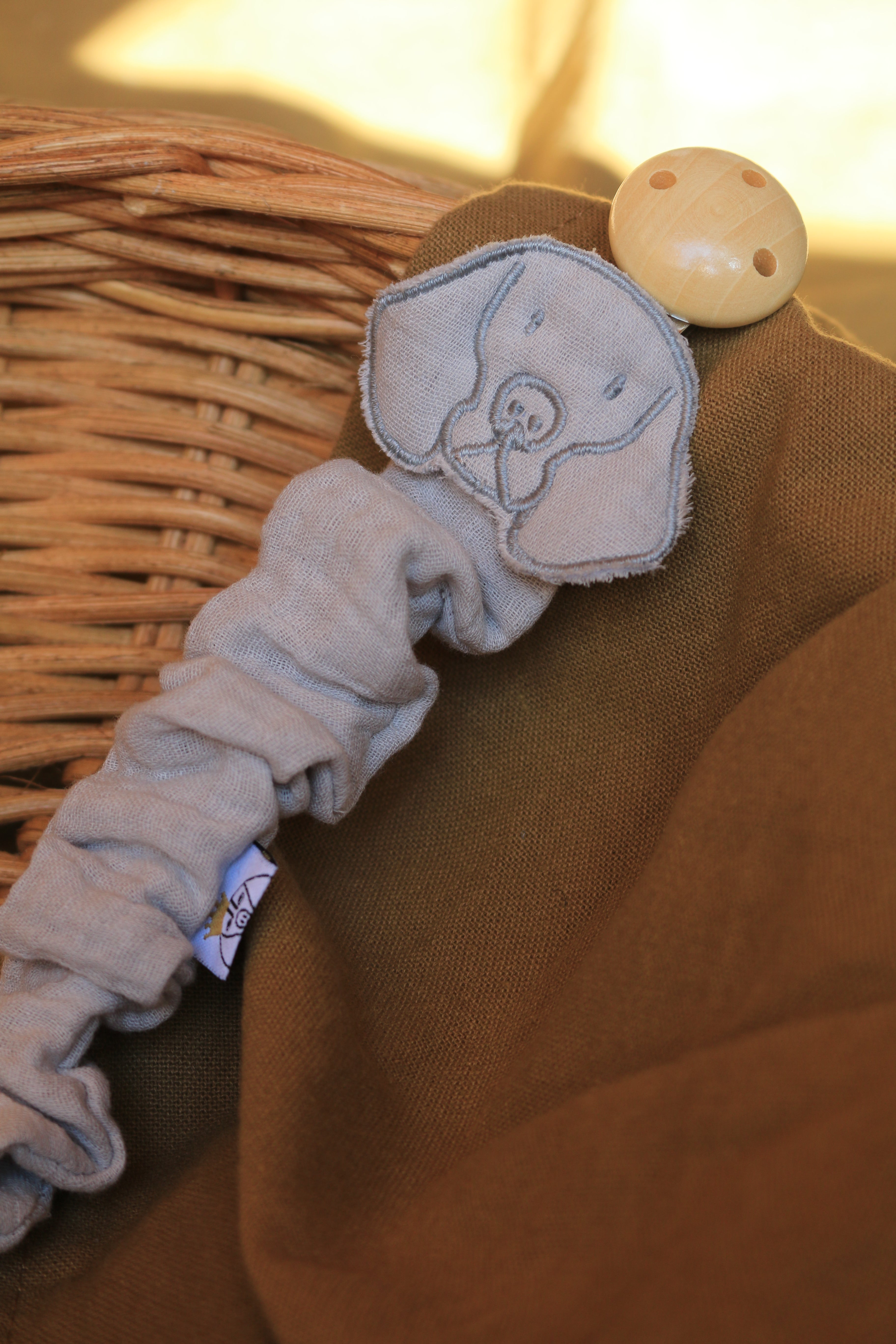 Beige Muslin Pacifier Holder