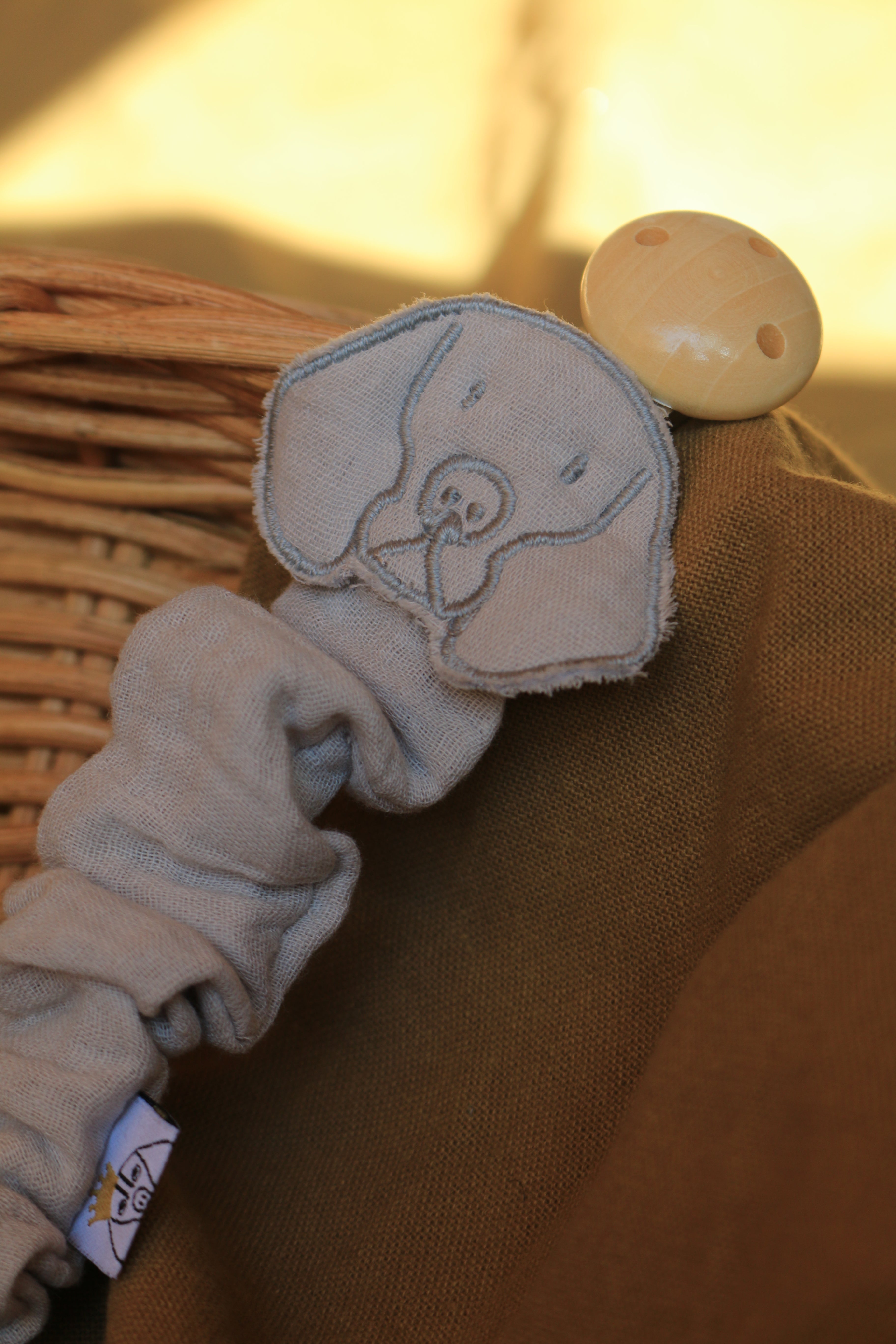 Beige Muslin Pacifier Holder