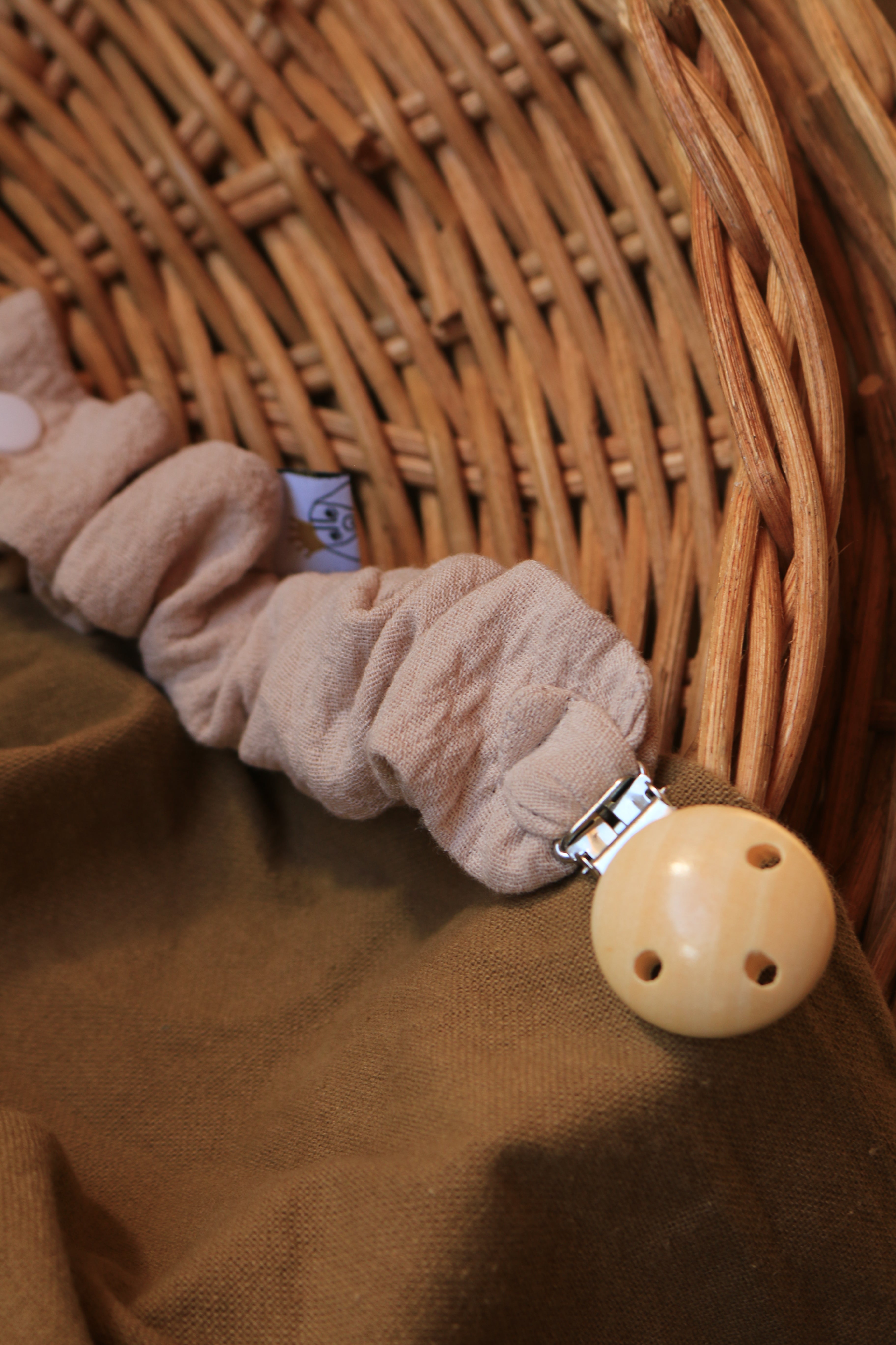 Grey Muslin Pacifier Holder