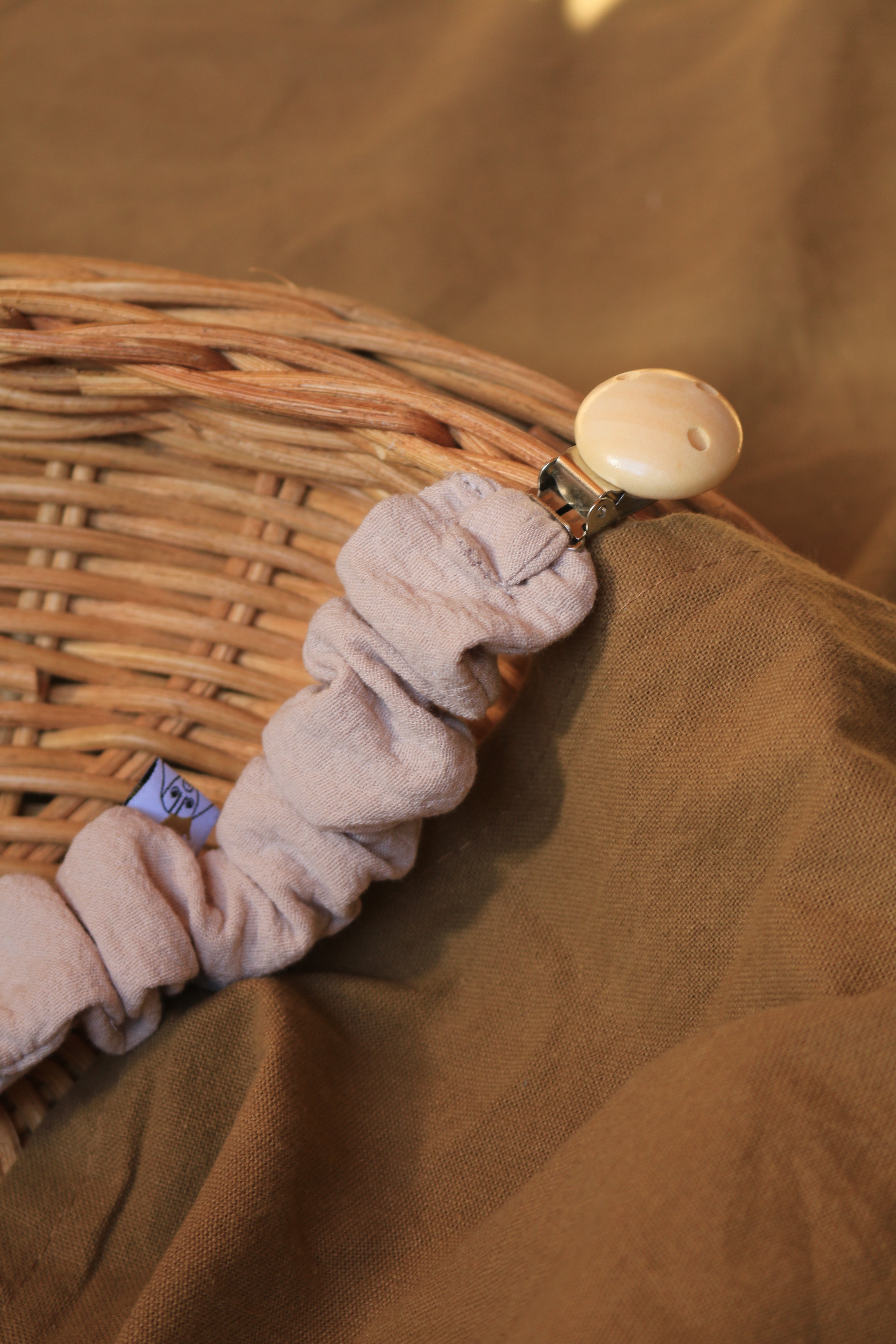 Grey Muslin Pacifier Holder