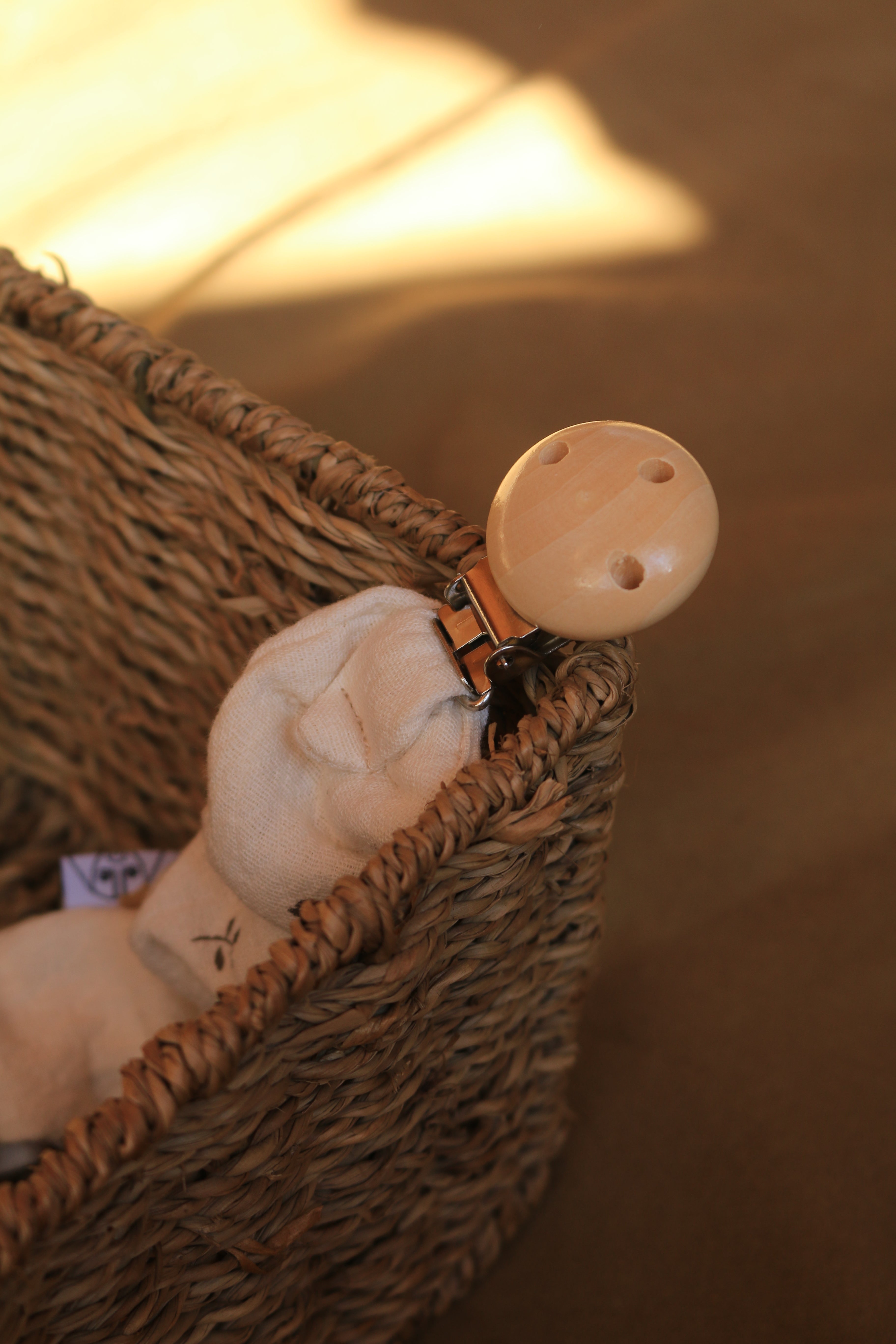 Grey Muslin Pacifier Holder