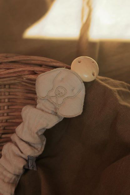 Beige Muslin Pacifier Holder