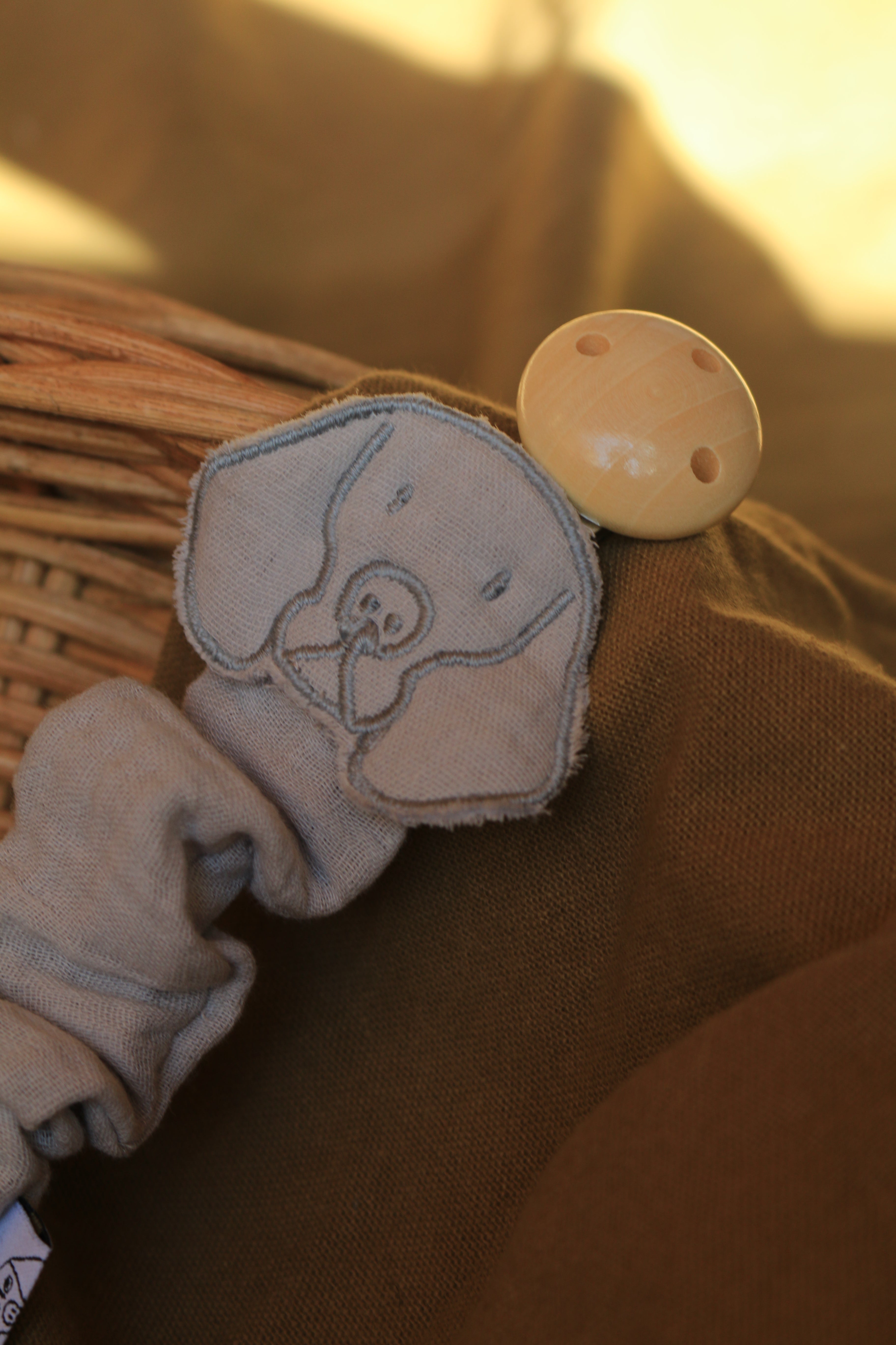 Beige Muslin Pacifier Holder