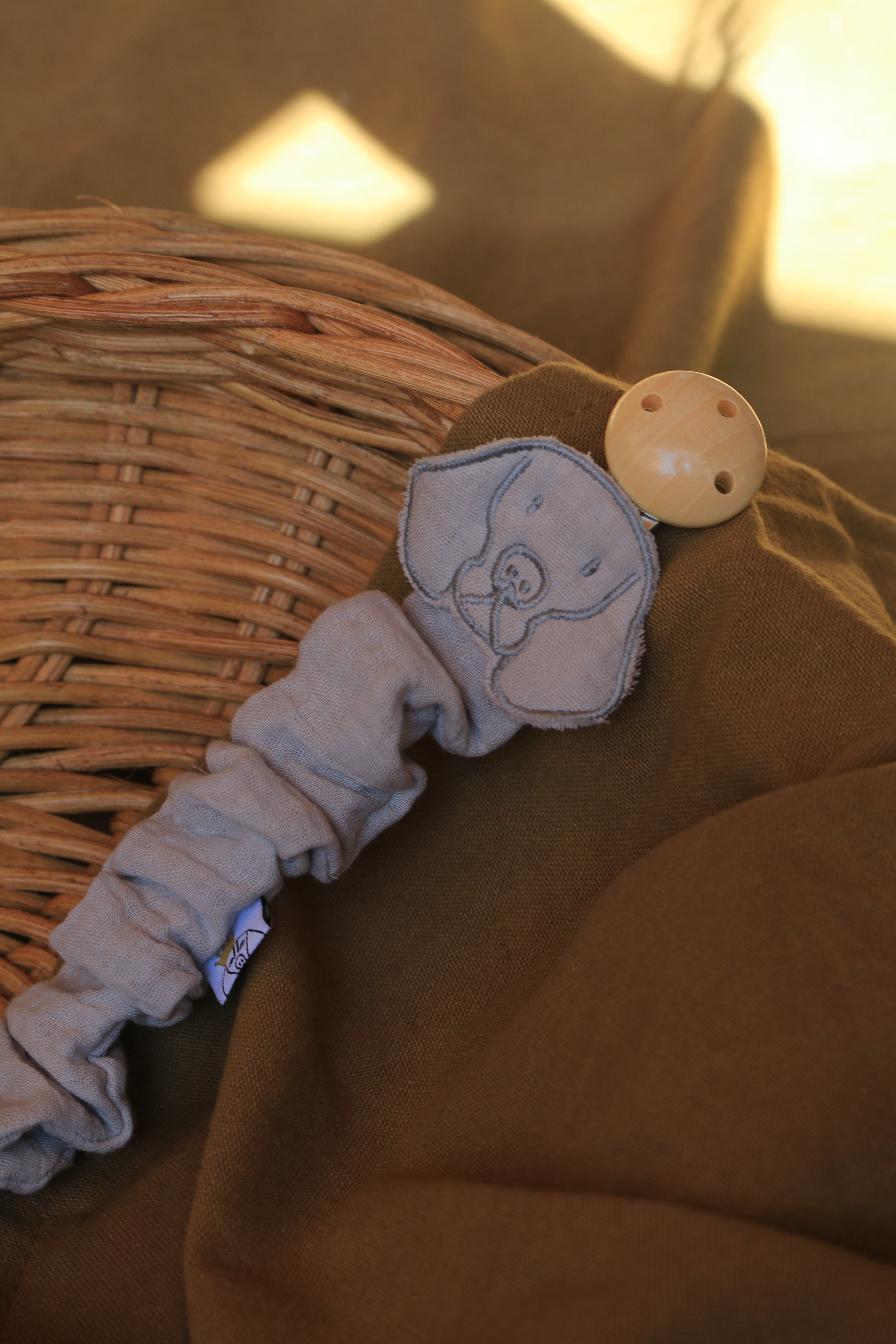 Beige Muslin Pacifier Holder