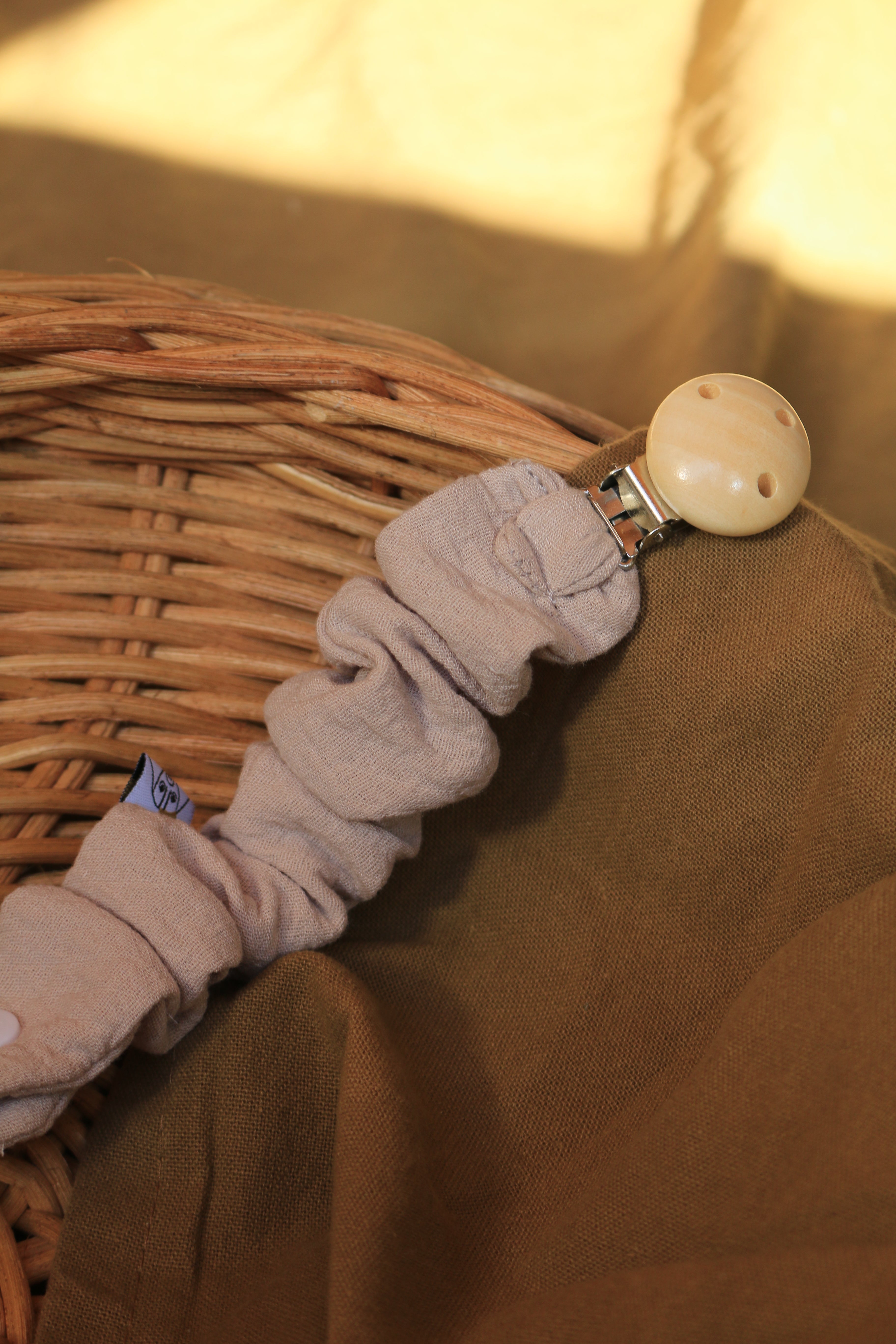 Grey Muslin Pacifier Holder