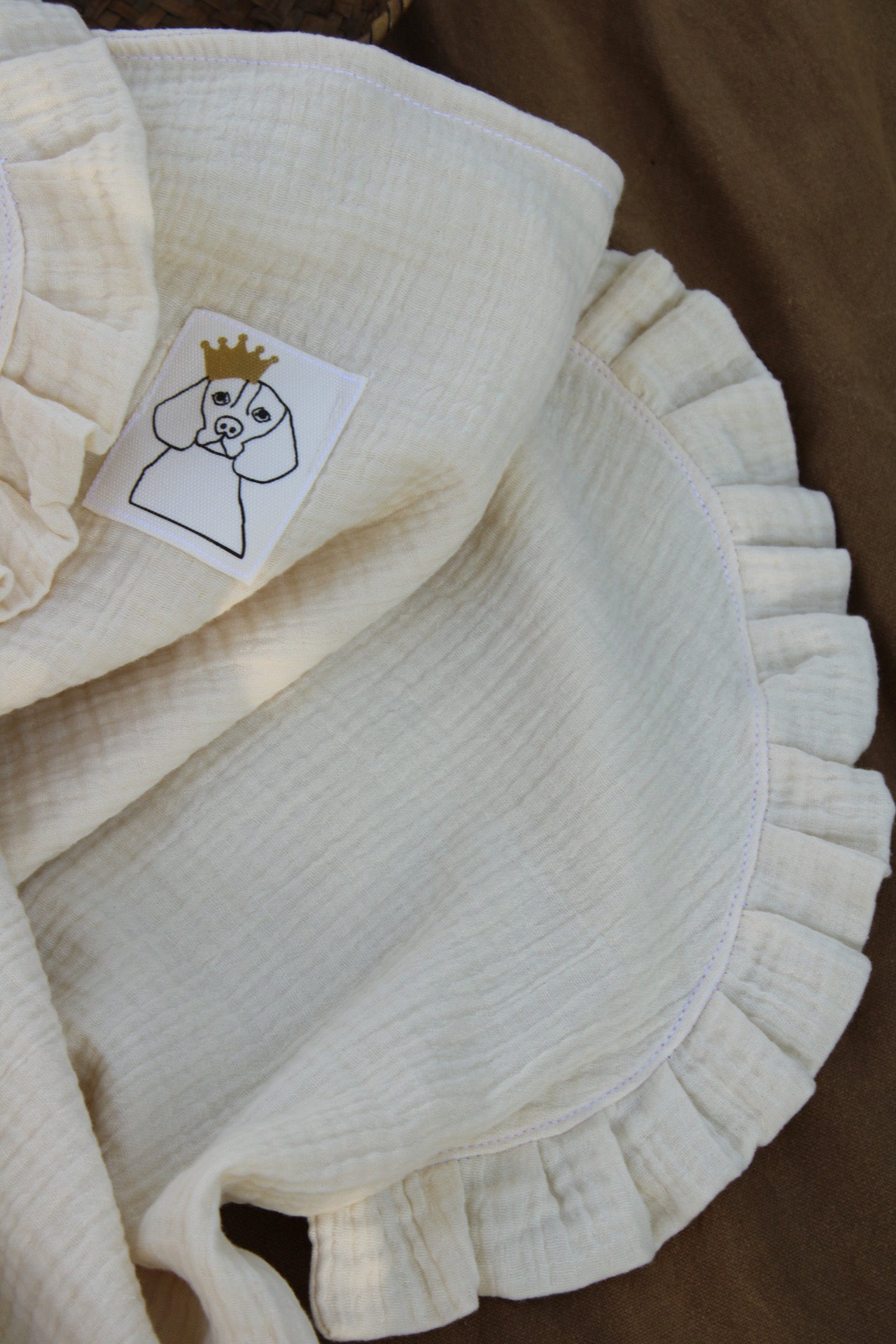 Lange imprimé nature + volants en mousseline brute