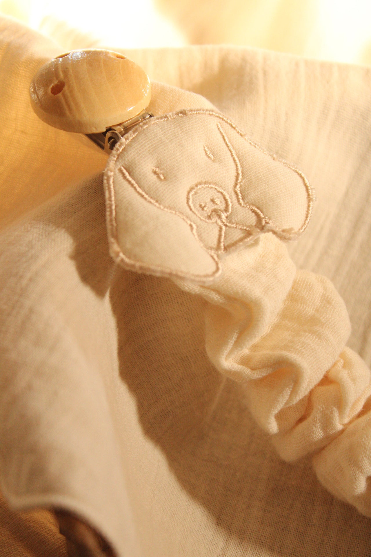 Beige Muslin Pacifier Holder