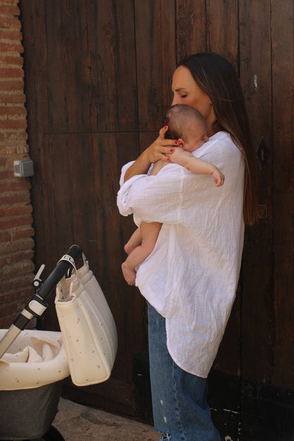 Carrycot Cover Mía Muslin + Beige Muslin