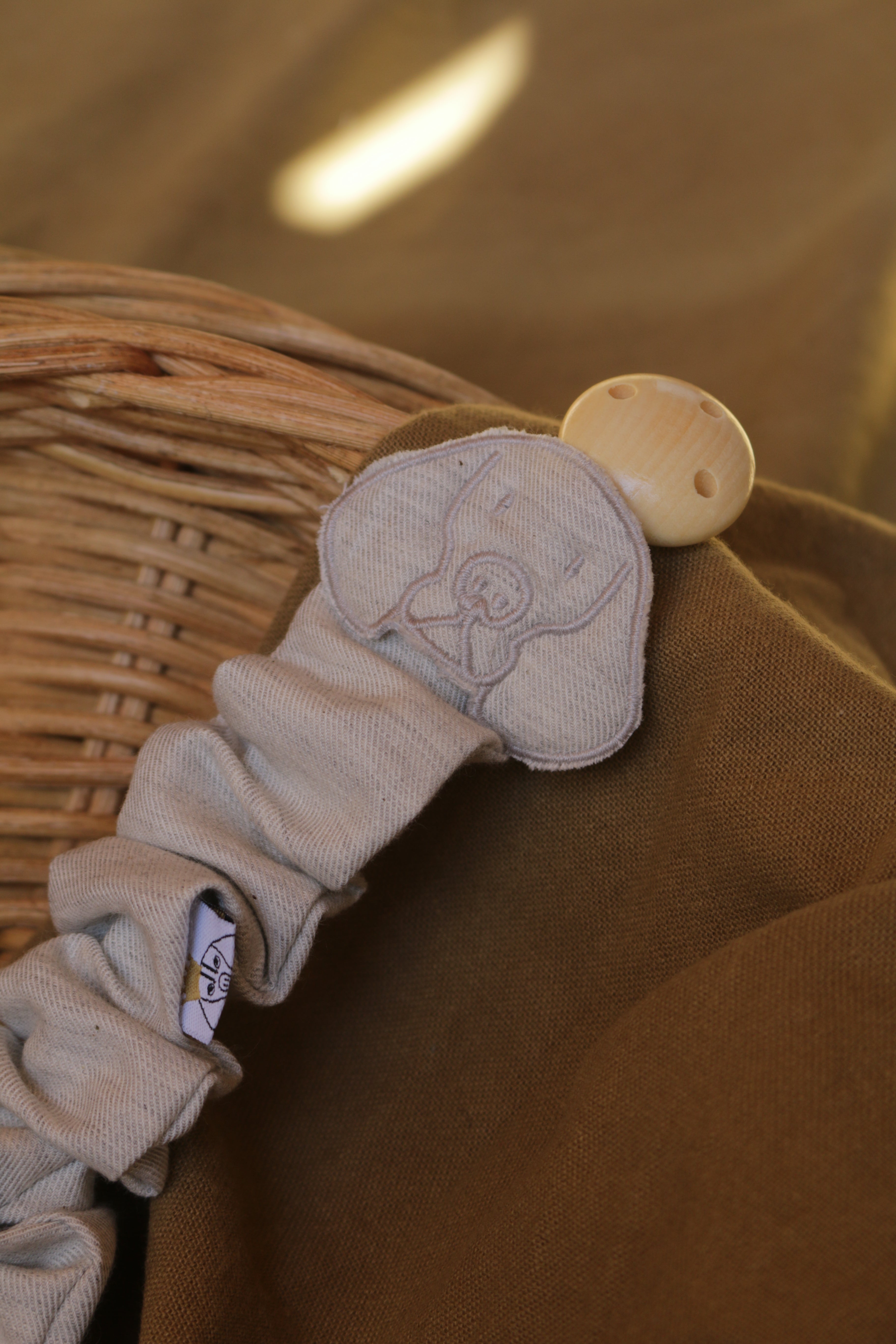 Beige Muslin Pacifier Holder