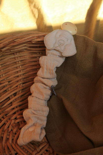 Beige Muslin Pacifier Holder