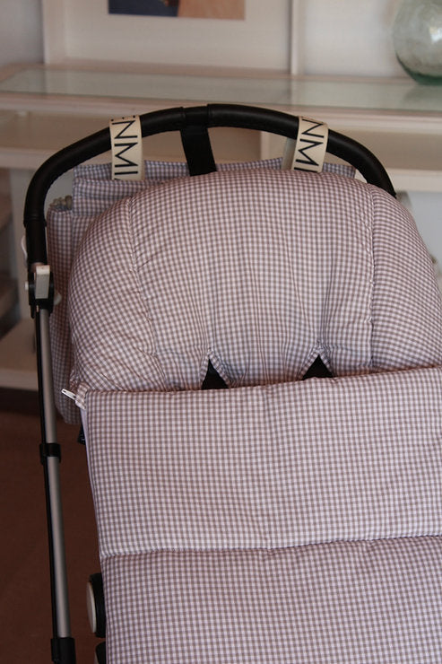 Sac de siège de poussette gris Vichy