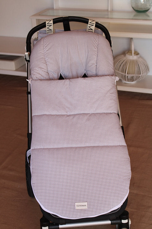 Sac de siège de poussette gris Vichy