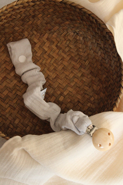 Grey Muslin Pacifier Holder