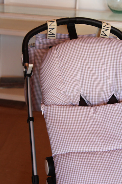 Sac de siège de poussette gris Vichy