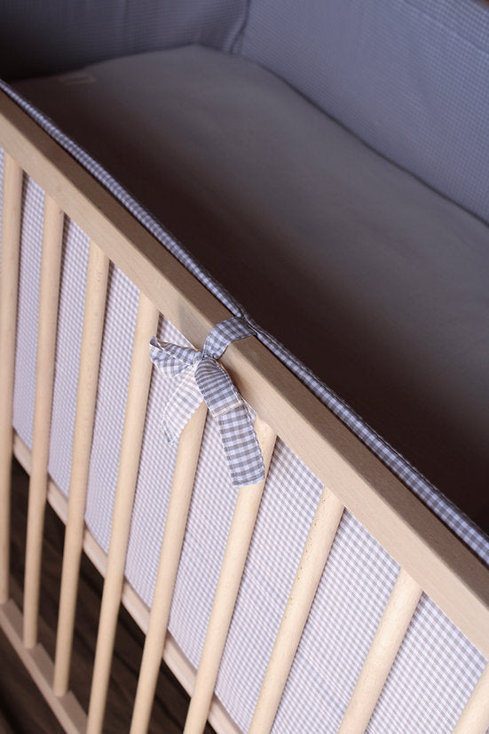 Grey Vichy Crib Protector 70x140