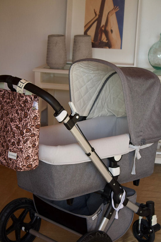 Vestidura Cochecito Gasa Gris Humo + Gasa Cruda Reversible