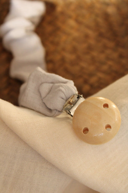 Grey Muslin Pacifier Holder