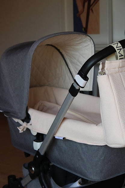 Carrycot Cover Palid Pink Arpi + Beige Muslin