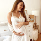White Canalé Maternity Nightgown Beige Lace 