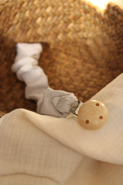 Grey Muslin Pacifier Holder