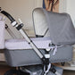 Carrycot Cover Grey Vichy + Beige Muslin