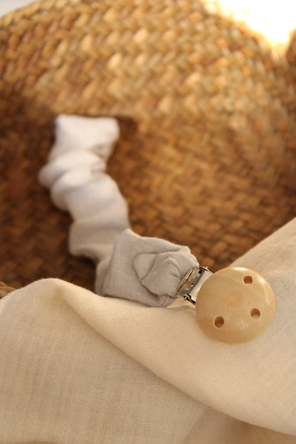 Grey Muslin Pacifier Holder