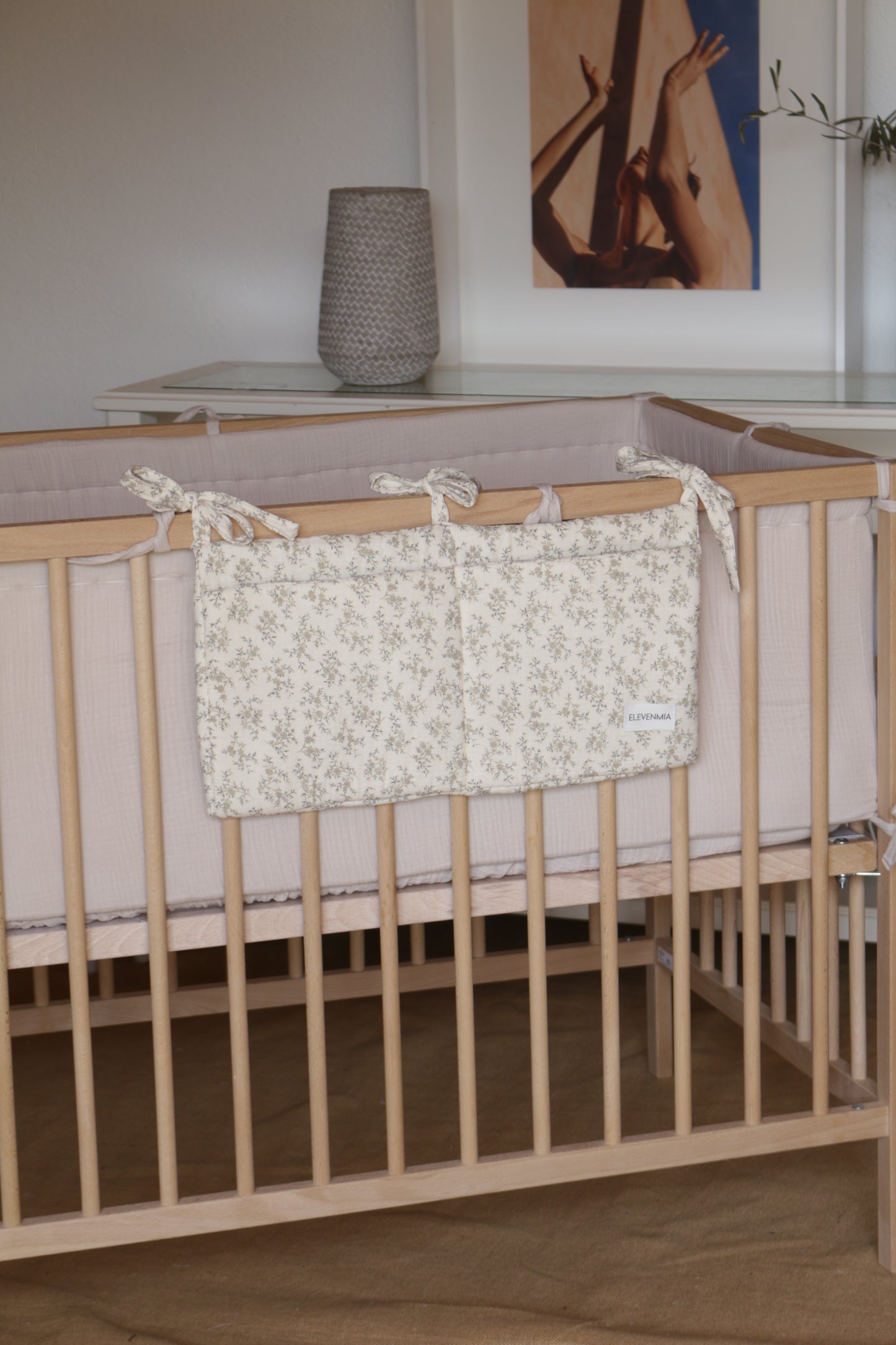 Beige Muslin Crib Organizer