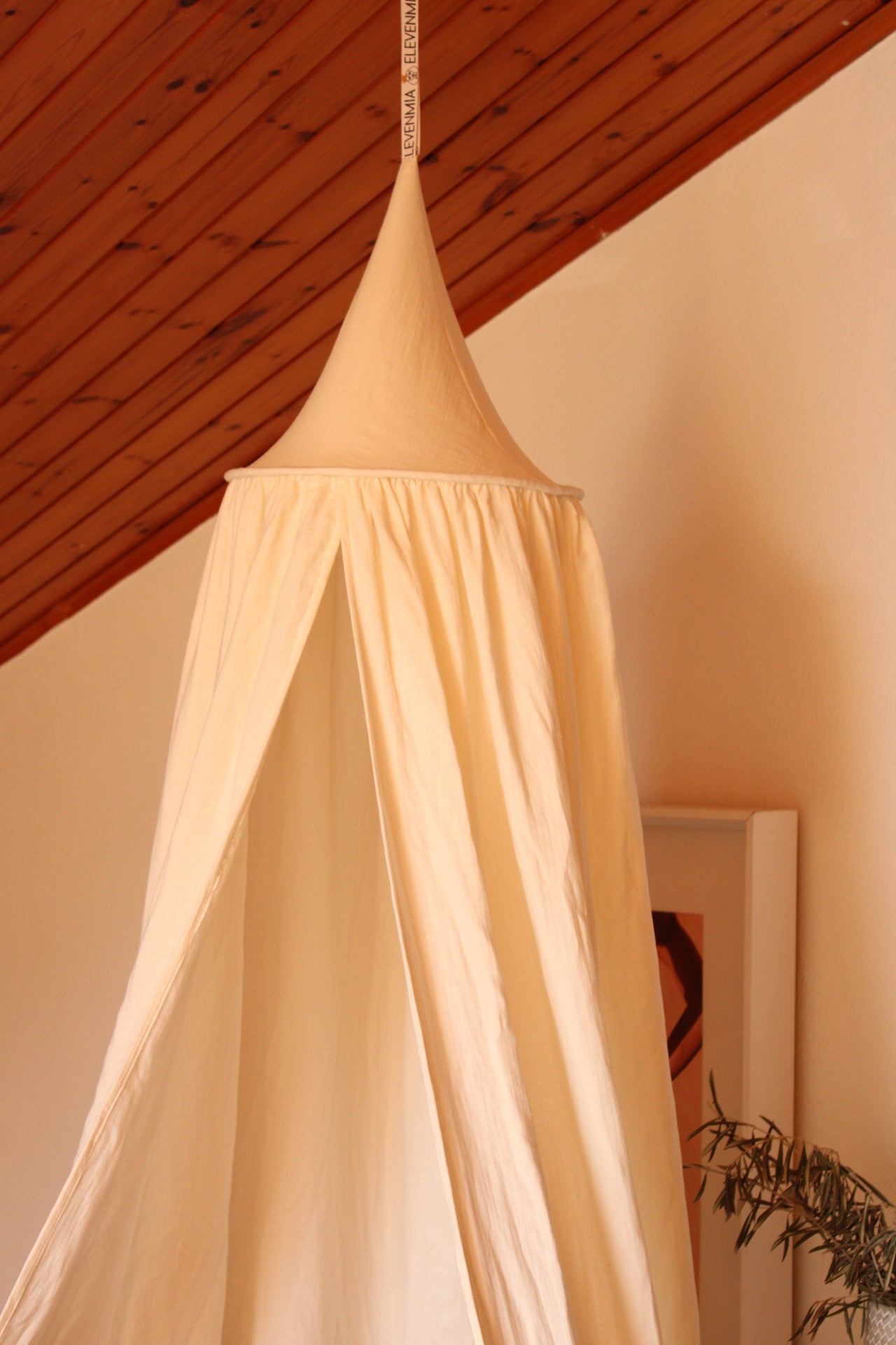 Beige Muslin Canopy Crib