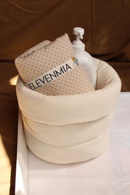 Beige Muslin Big Basket Organizer