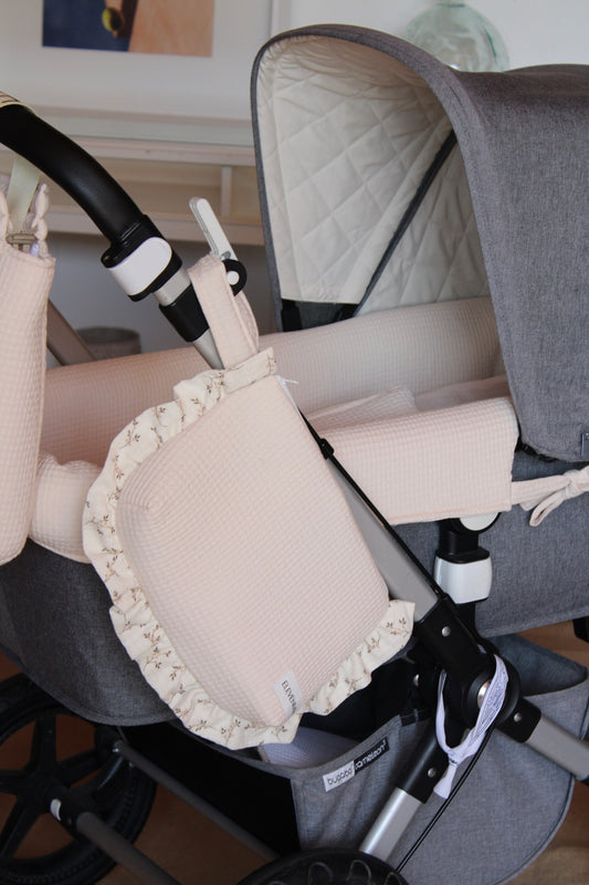 Carrycot Cover Palid Pink Arpi + Beige Muslin
