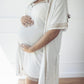 White Canalé Maternity Nightgown Beige Lace 