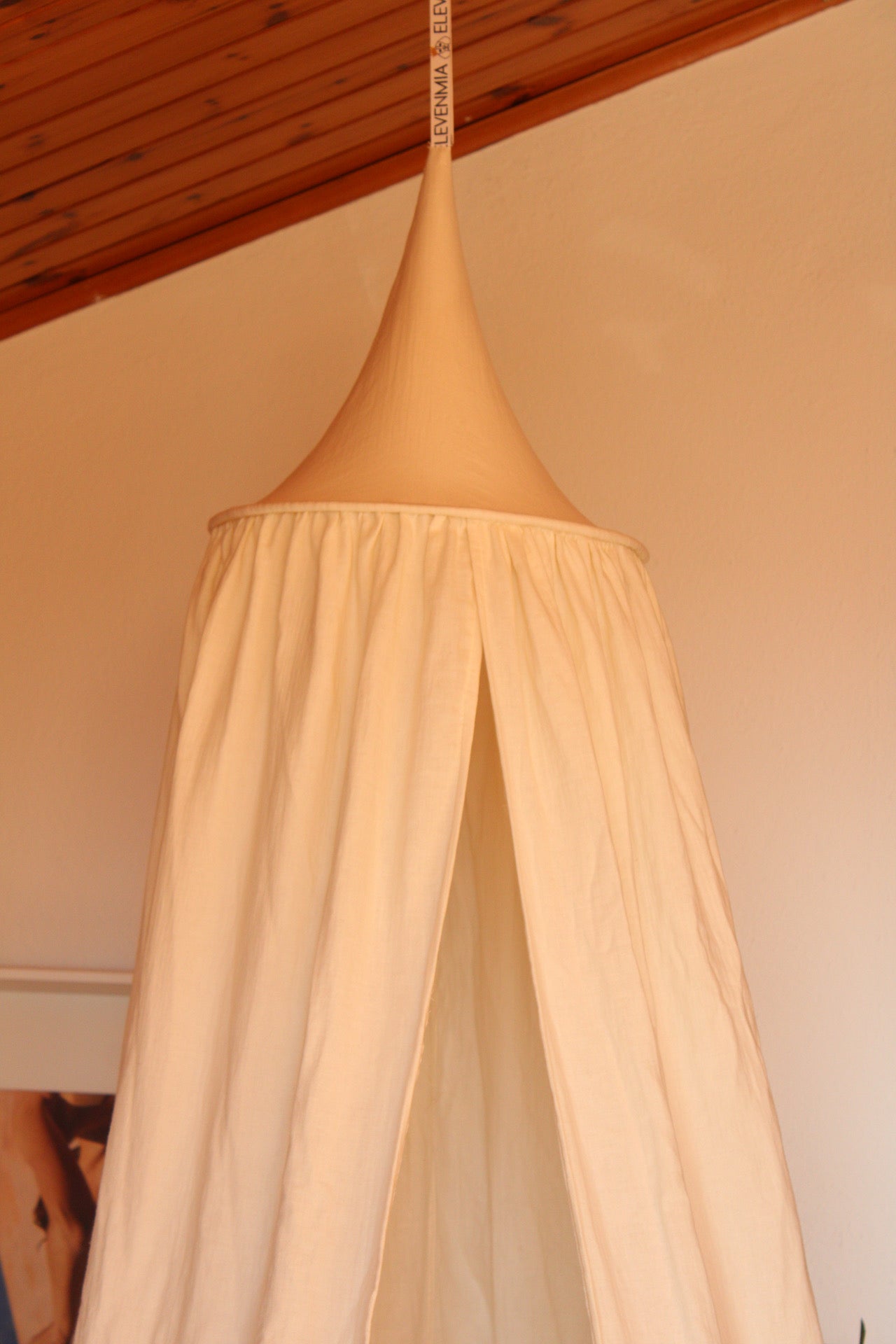 Beige Muslin Canopy Crib